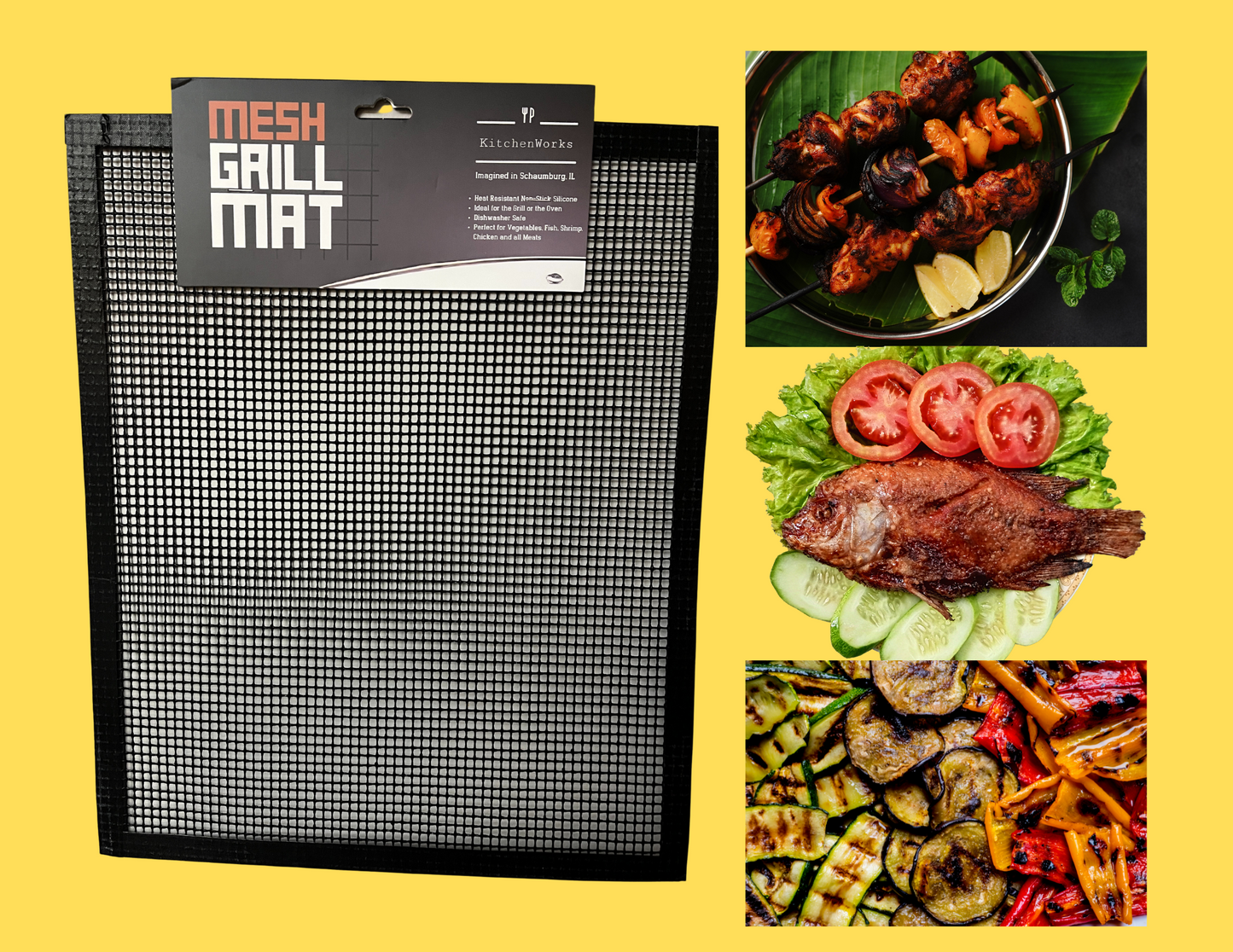 KitchenWorks Non-Stick Mesh Grill Mat - perfect for grilling, smoking and oven cooking
